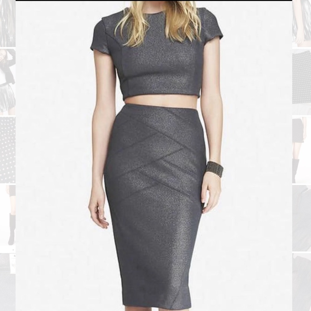 Express Matching Metallic top and skirt